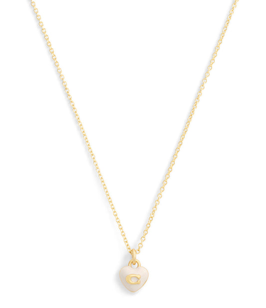 37551685GLD-Signature C Heart Pendant Necklace-White/Gold