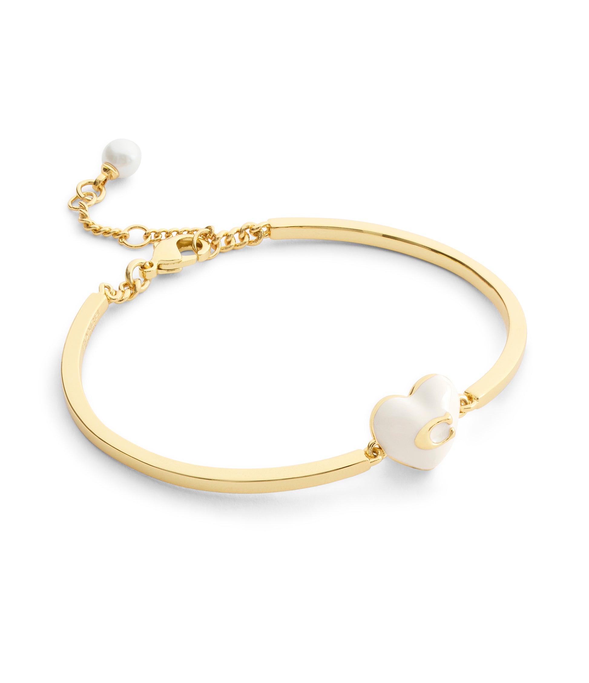37551687GLD-Signature C Heart Cuff Bracelet-White/Gold