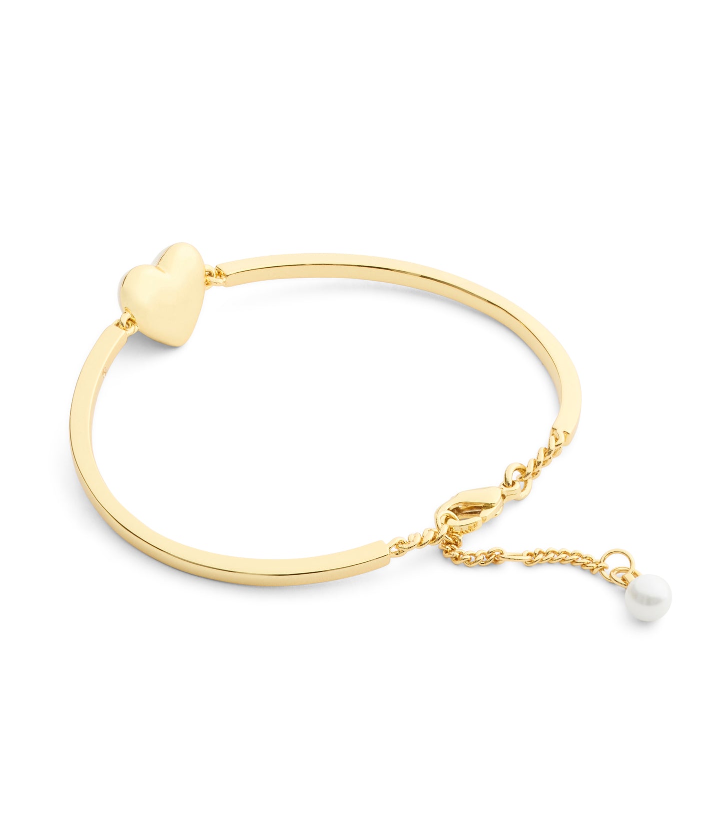 37551687GLD-Signature C Heart Cuff Bracelet-White/Gold