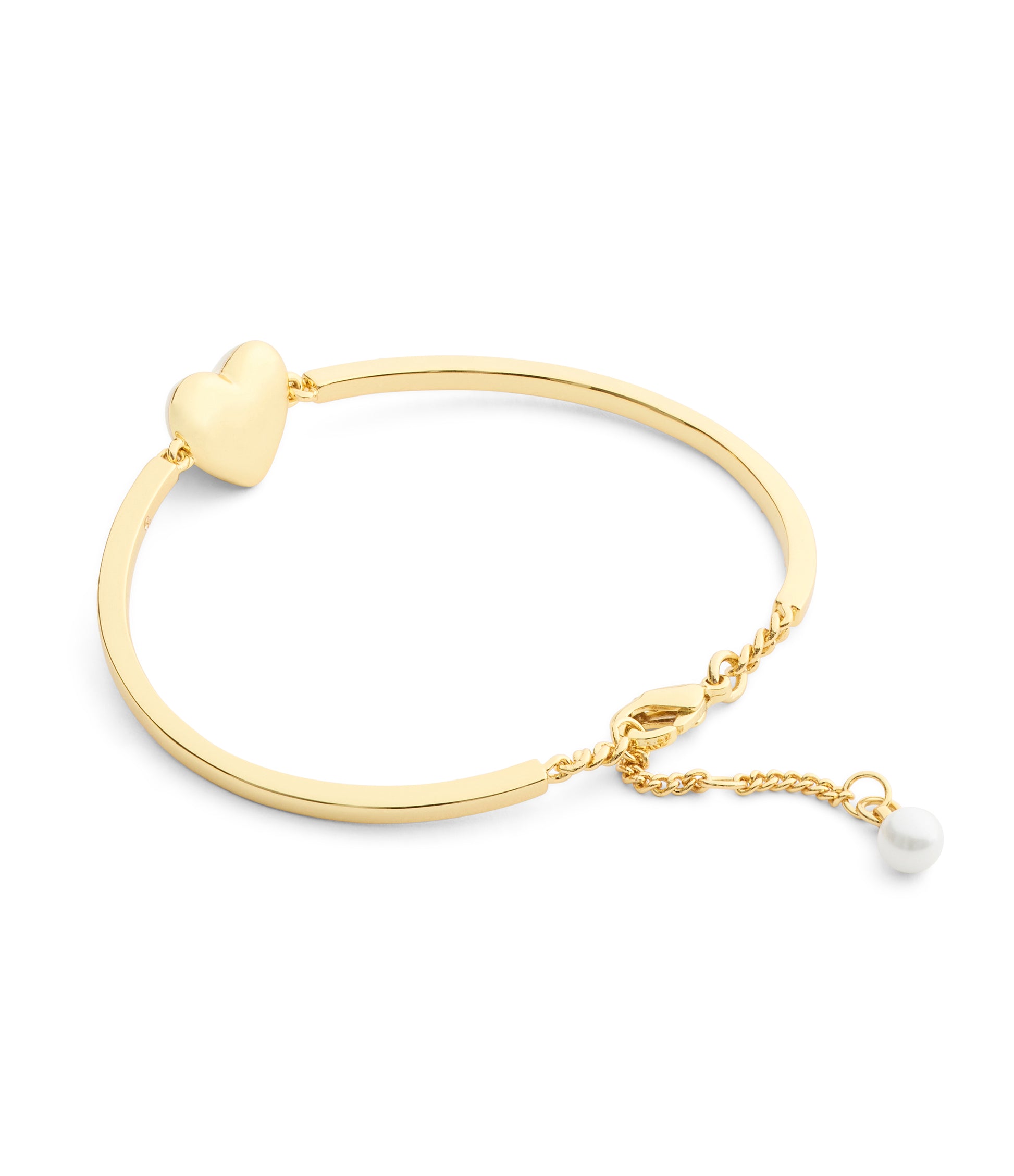 37551687GLD-Signature C Heart Cuff Bracelet-White/Gold