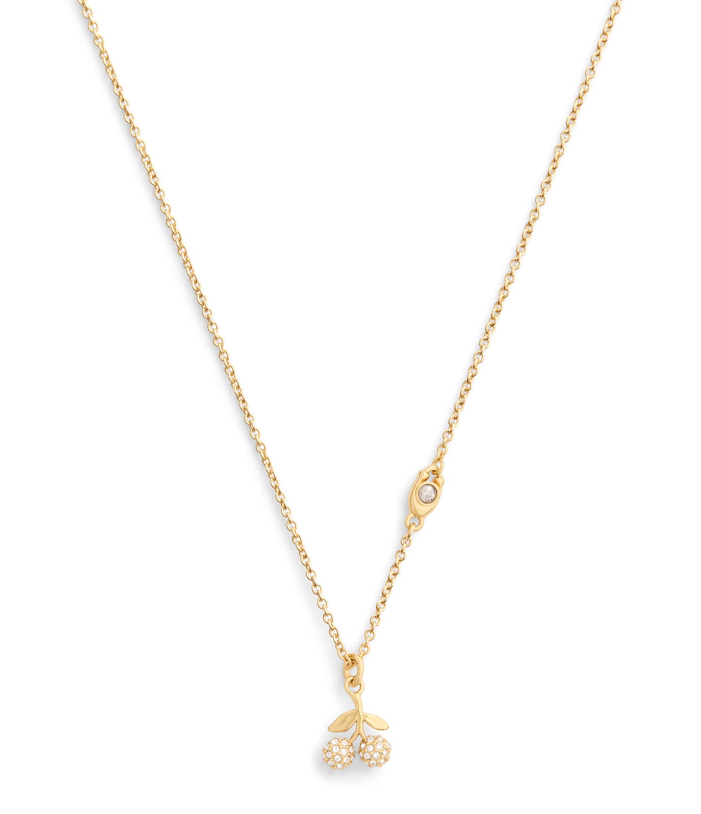 37557552GLD-Pavé Icons Cherry Pendant Necklace-Crystal