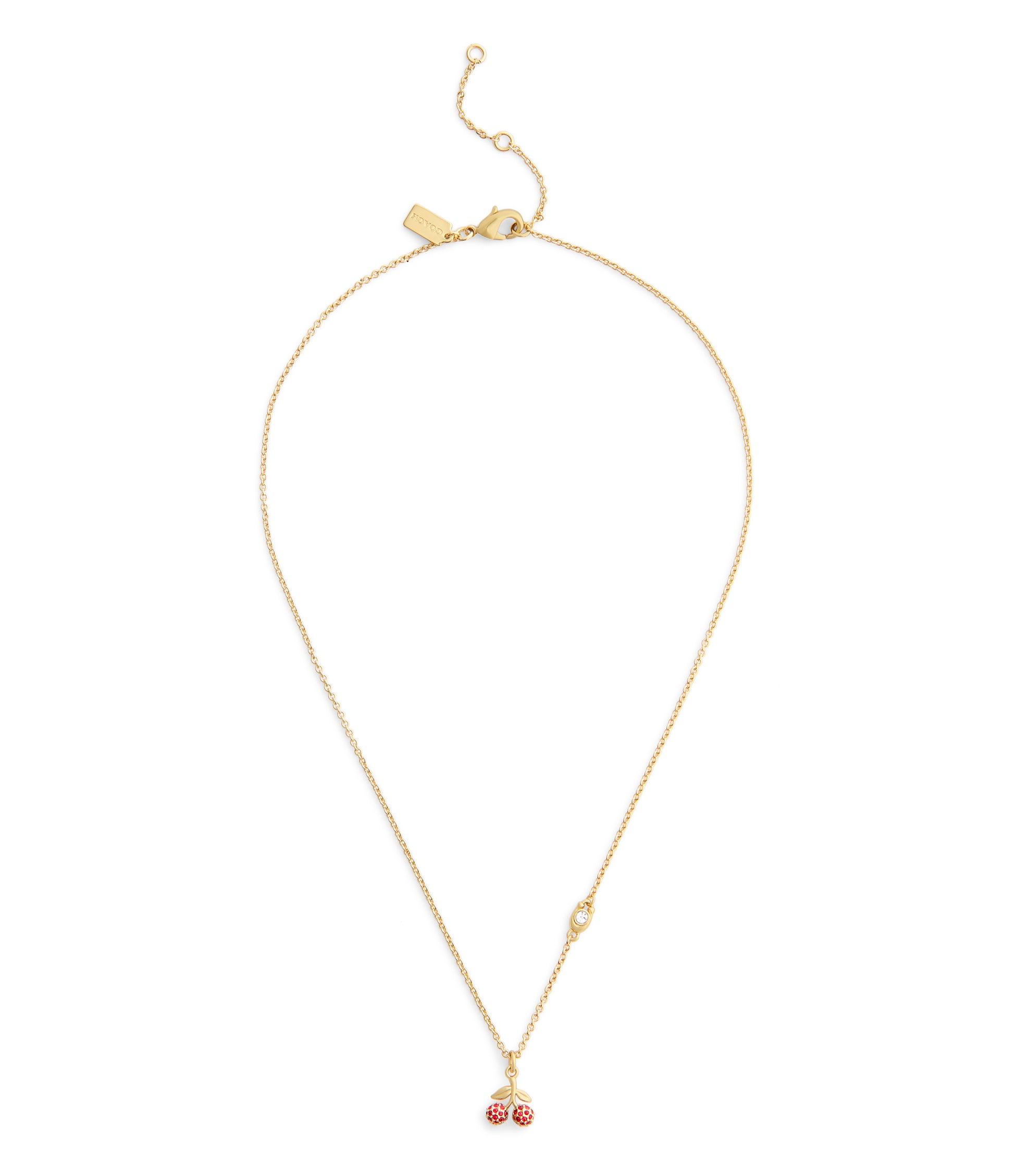 37557552GLD-Pavé Icons Cherry Pendant Necklace-Red