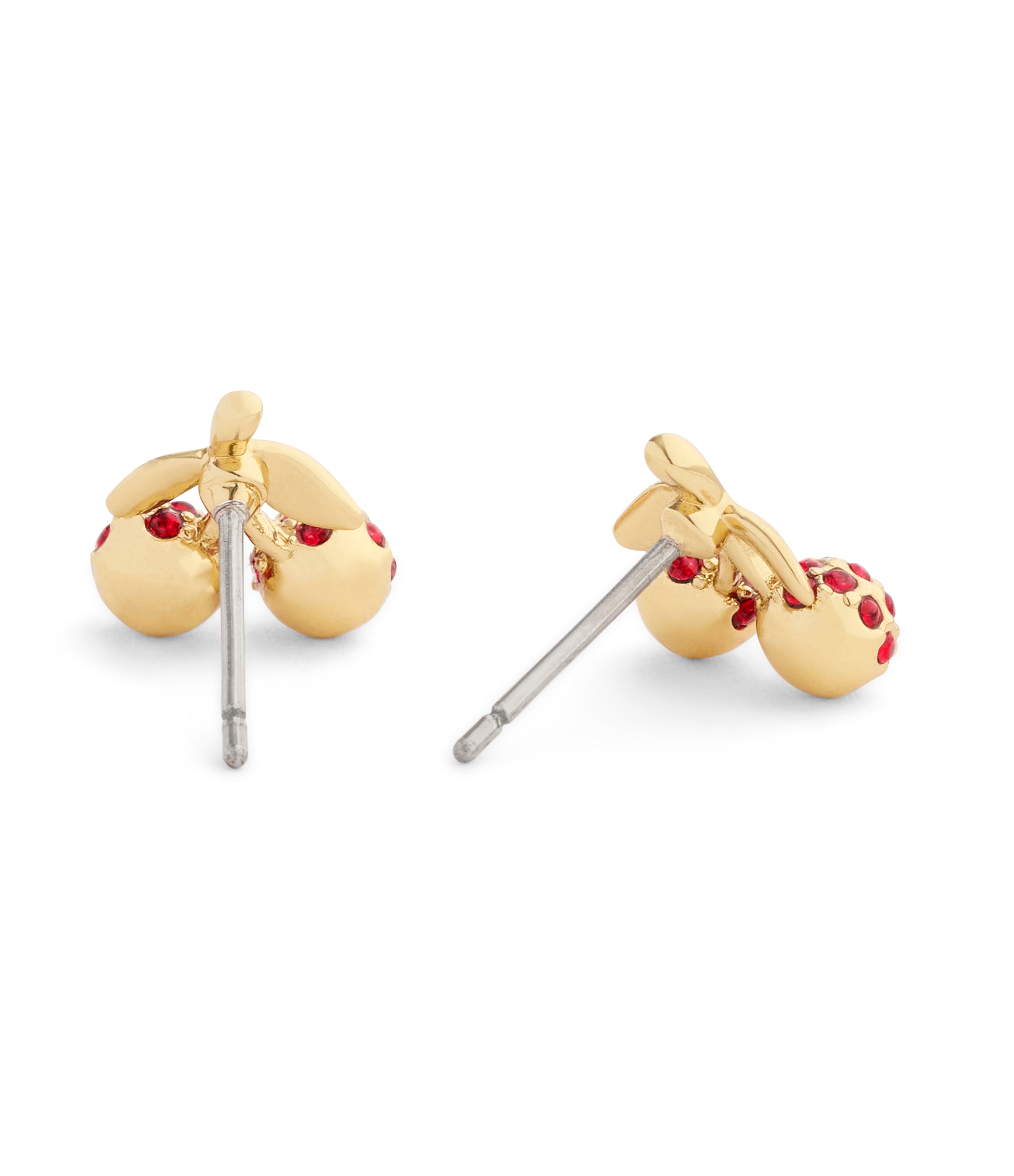 37557554GLD-Pavé Icons Cherry Stud Earrings-Red