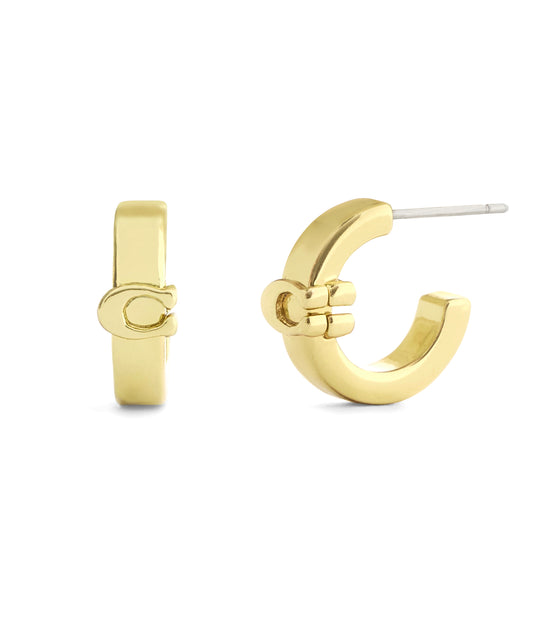 37560724GLD-Signature C Huggie Earrings-Gold