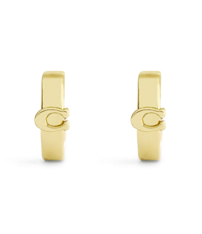 37560724GLD-Signature C Huggie Earrings-Gold