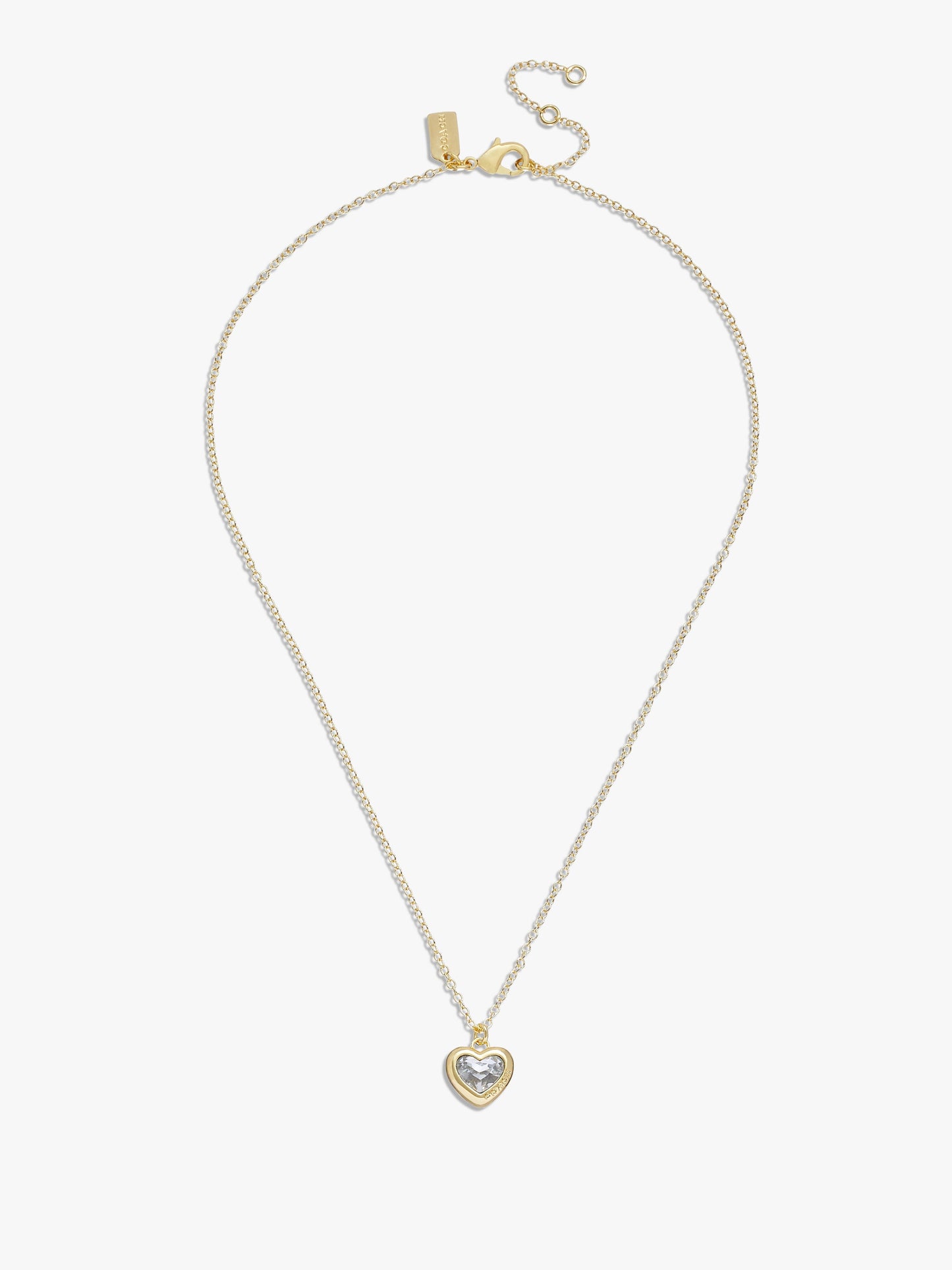 422735GLD-Heart Pendant Necklace-Crystal