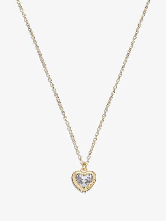 422735GLD-Heart Pendant Necklace-Crystal