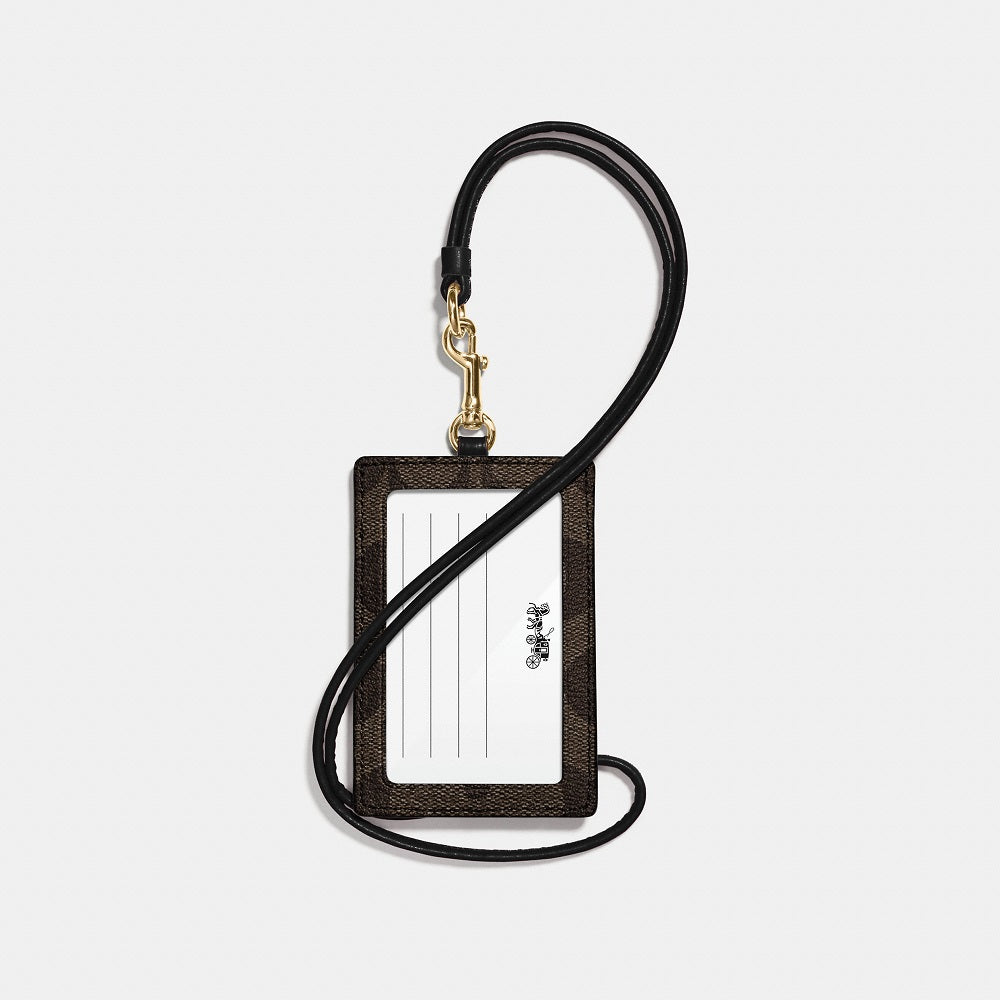 63274-Id Lanyard In Signature Canvas-Im/Brown Black