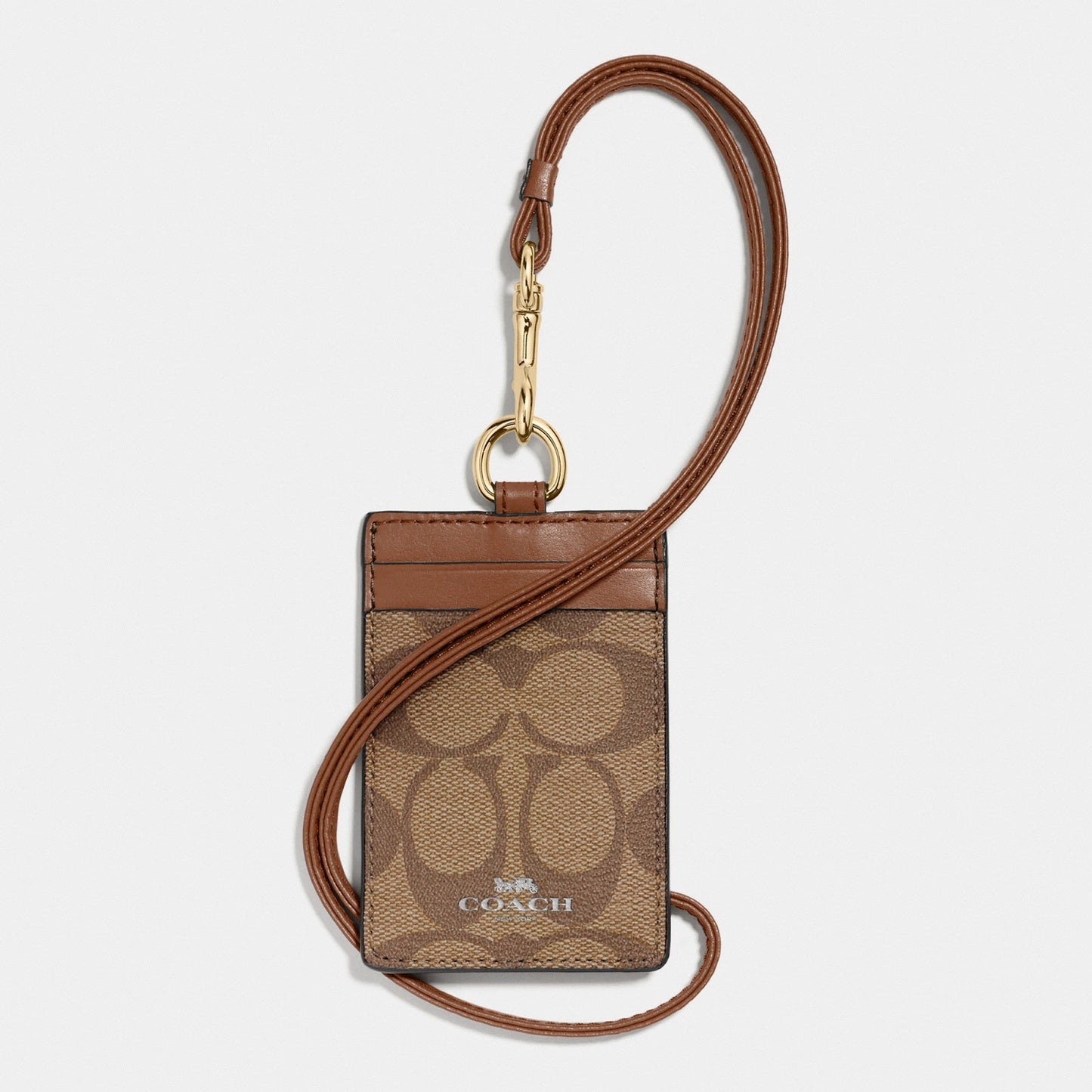 63274-Id Lanyard In Signature Canvas-Im/Khaki Saddle 2