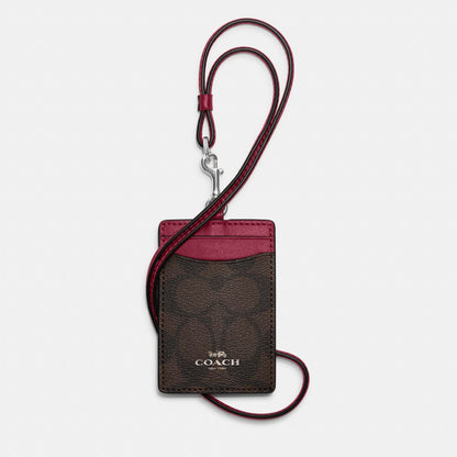 63274-Id Lanyard In Signature Canvas-Sv/Brown/Bright Violet