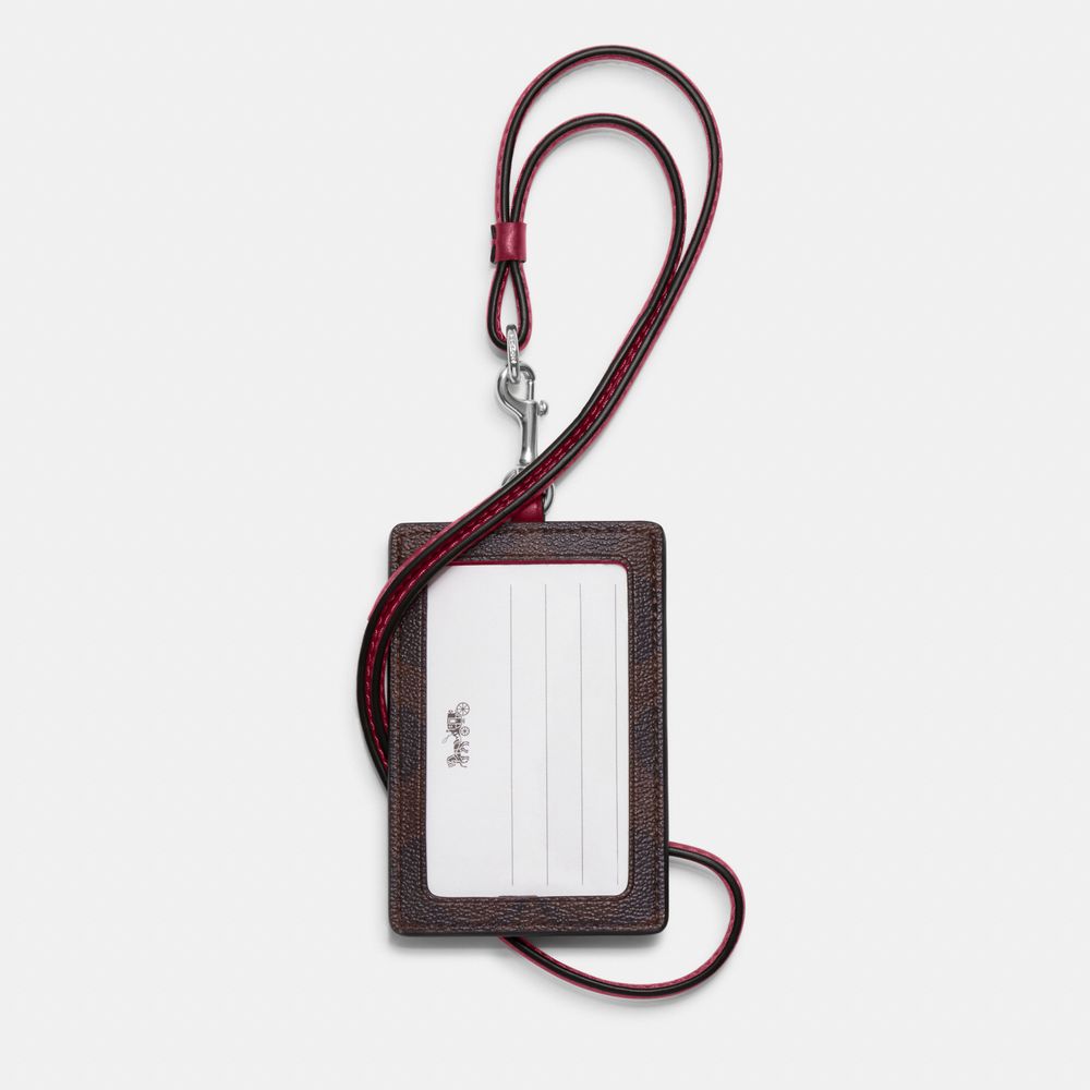 63274-Id Lanyard In Signature Canvas-Sv/Brown/Bright Violet