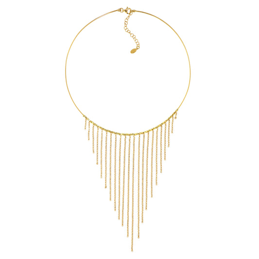 750GR-Necklace with a Fall of Diamanted Chain-Yellow Gold Plated