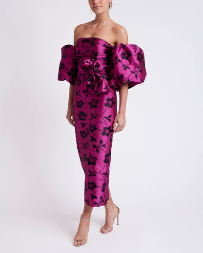 Emb Fuchsia Cocktail Dress