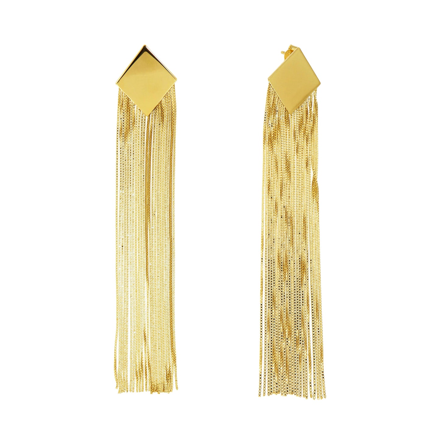 807OR-Long Chain Earrings Like a Chain Fall-Yellow Gold Plated