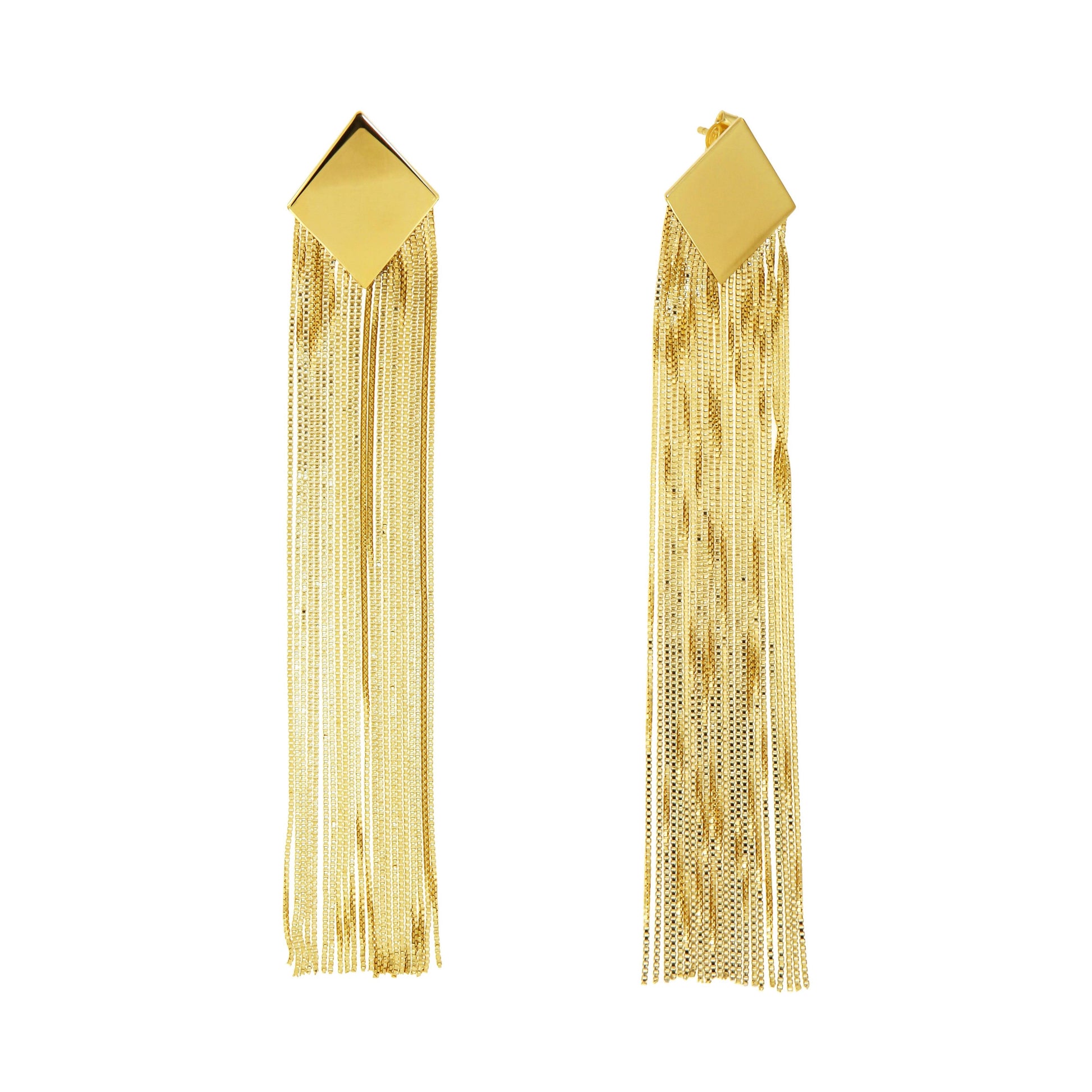 807OR-Long Chain Earrings Like a Chain Fall-Yellow Gold Plated