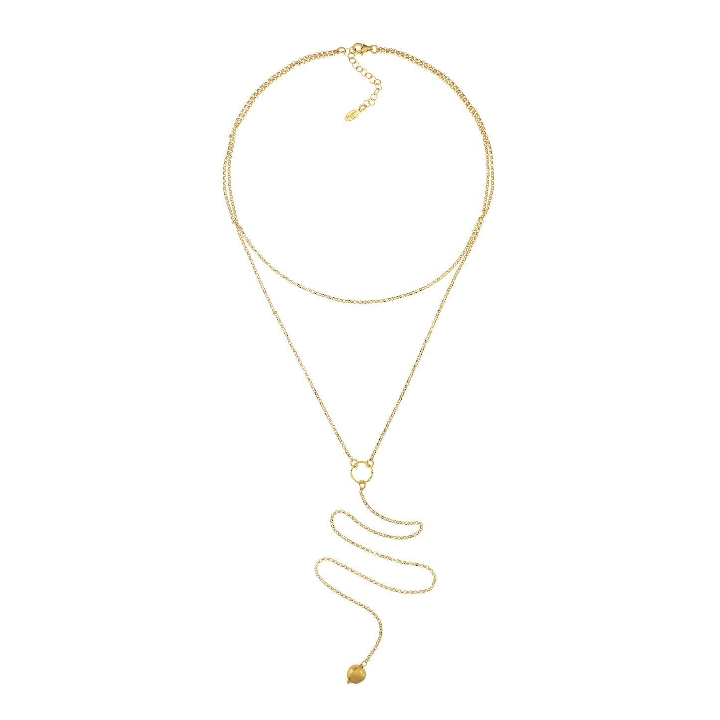 856CO-Silver Yellow Gold Plated Necklace with Semi Precious Stones: Silver Gold Plated-Yellow Gold Plated