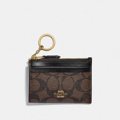 88208-Mini Skinny Id Case In Signature Canvas-Im/Brown Black