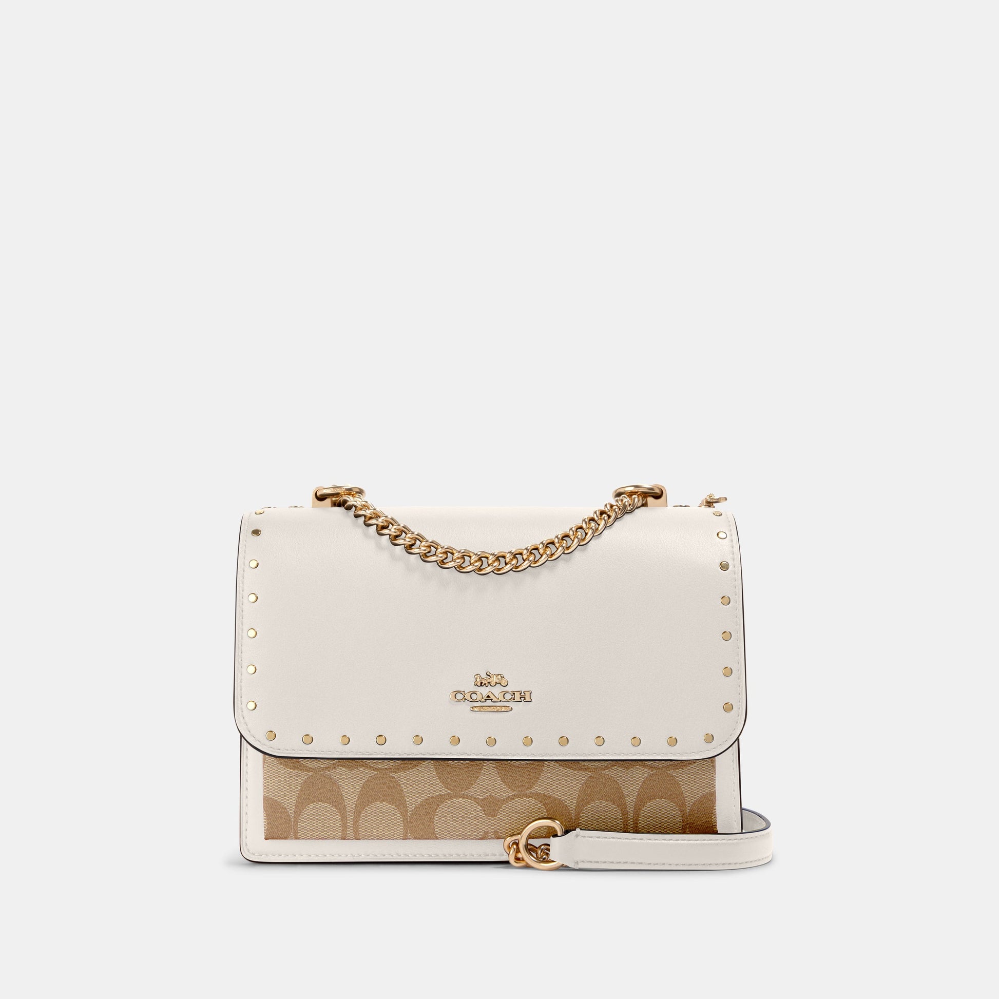 90400-Klare Crossbody In Signature Canvas With Rivets-IM/Light Khaki Multi