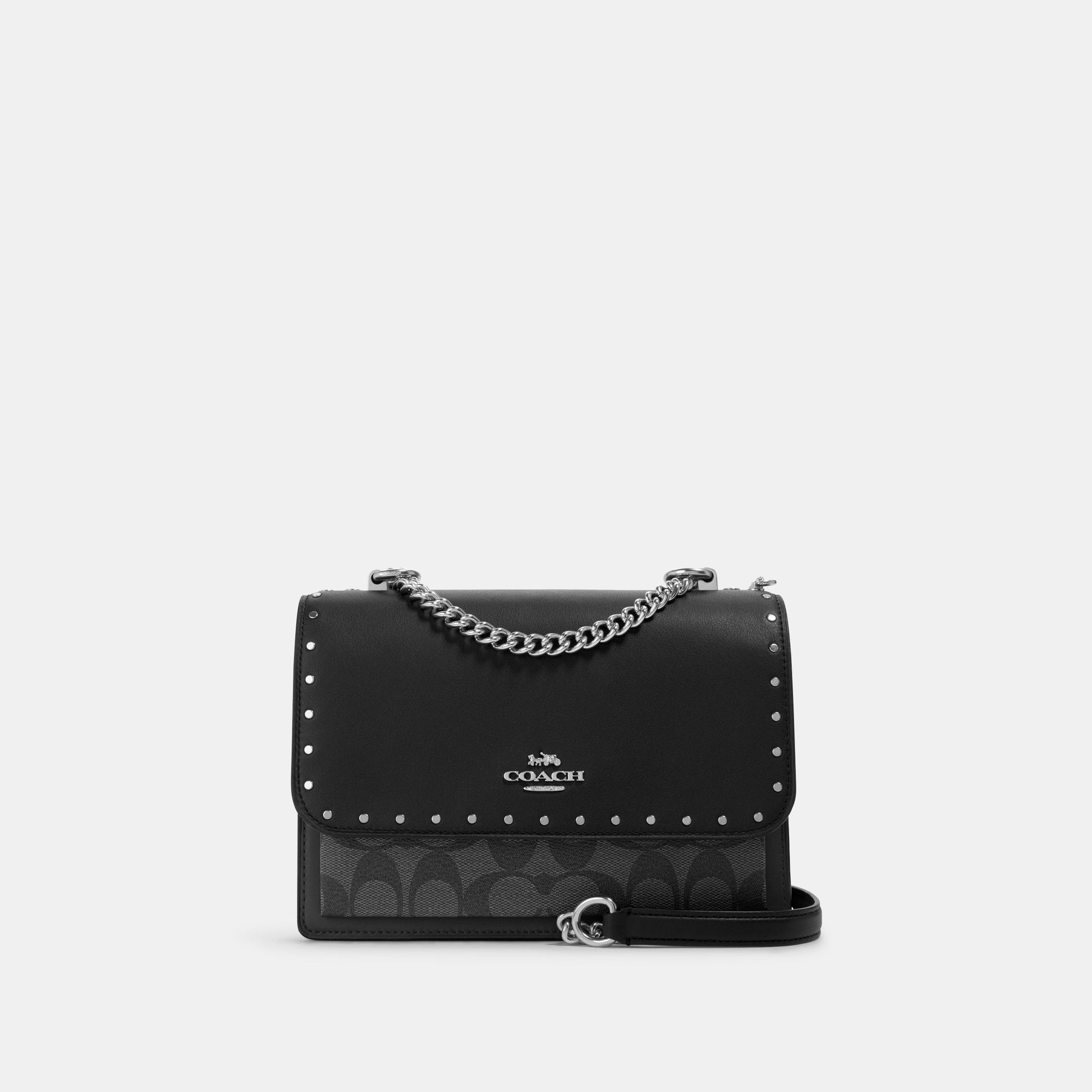 90400-Klare Crossbody In Signature Canvas With Rivets-SV/Graphite/Black Multi
