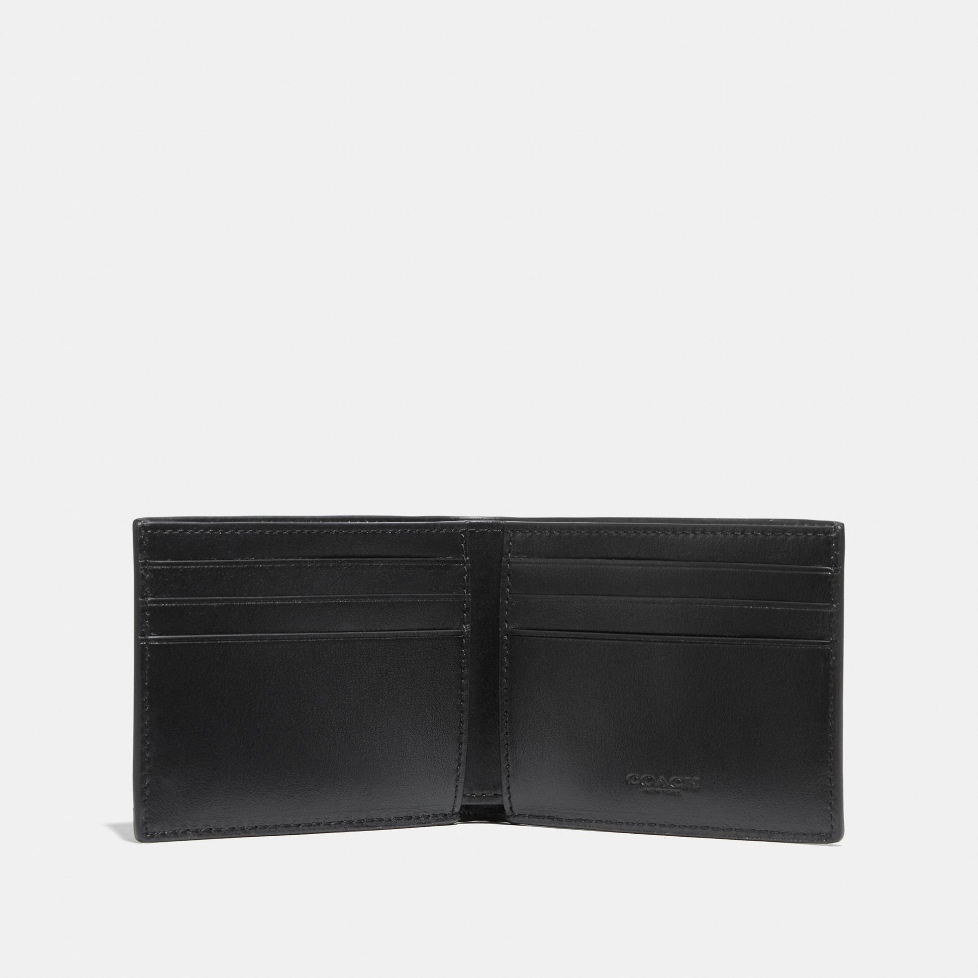 923-Slim Billfold Wallet in Signature Canvas-Charcoal/Black