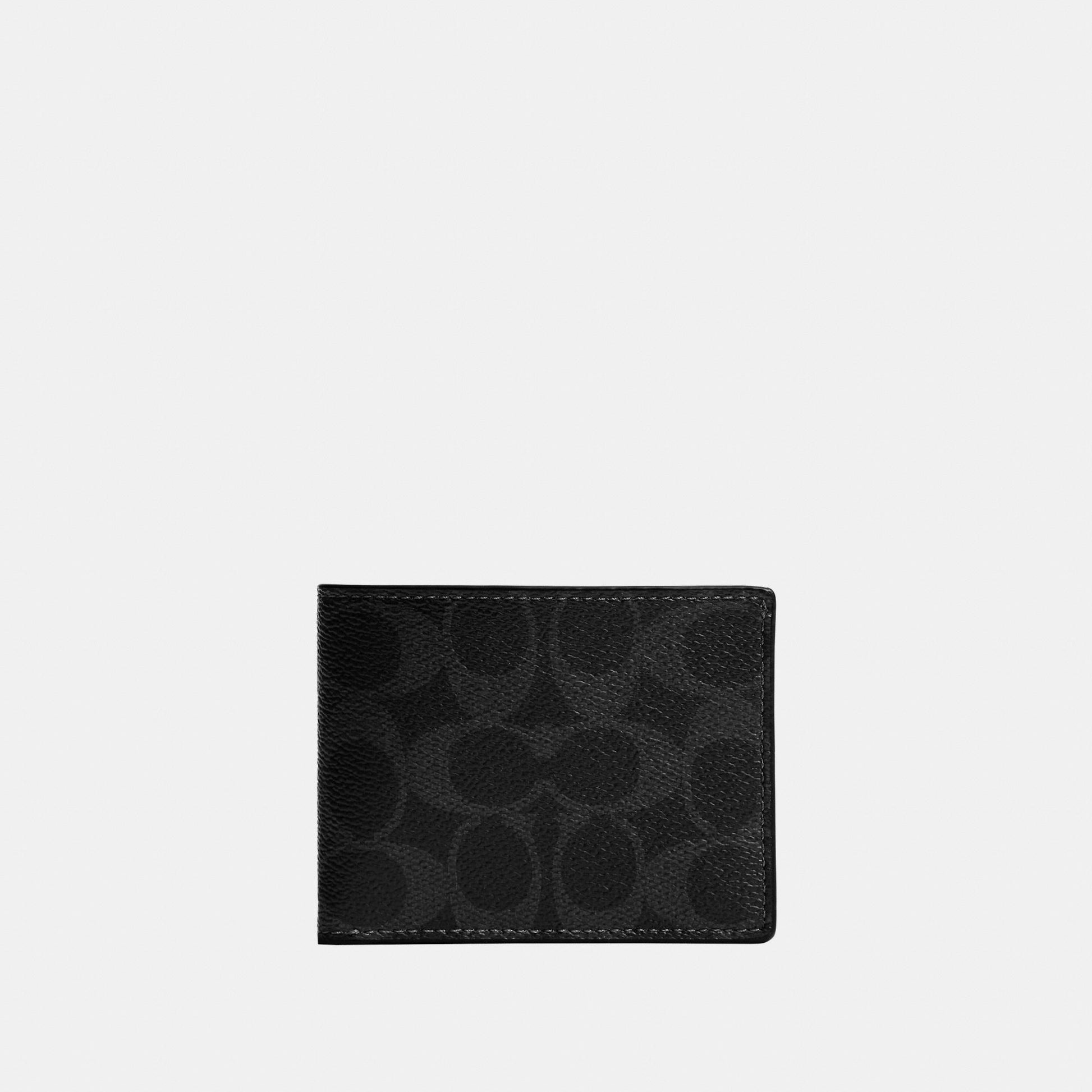 923-Slim Billfold Wallet in Signature Canvas-Black Signature