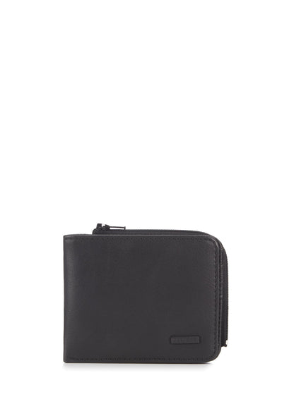 Zip Detailed Black Wallet