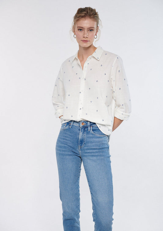 Leaf Printed White Shirt