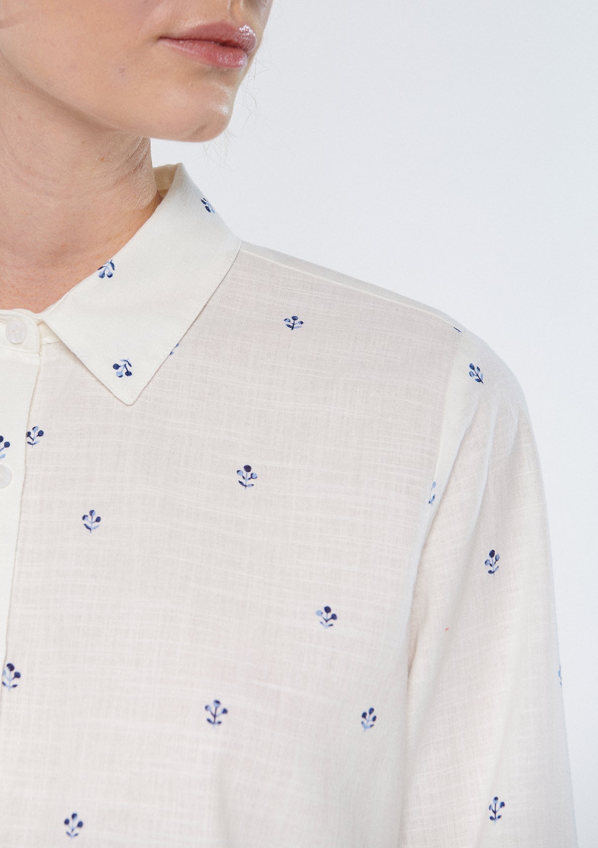 Leaf Printed White Shirt