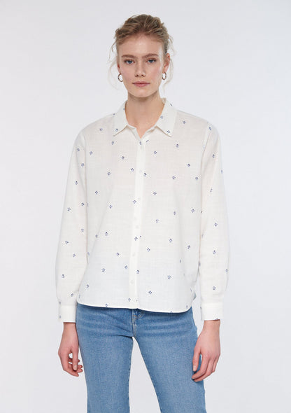 Leaf Printed White Shirt