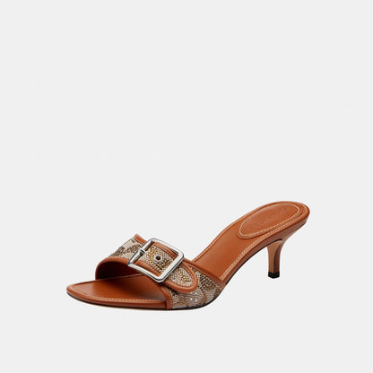 CBO40-Margot Sandal In Crystal Signature Jacquard-Burnished Amber