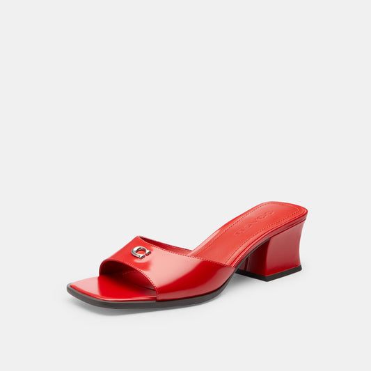 CBO42-Sculpted C Block Heel Sandal-Sport Red