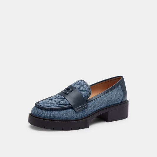 CS052-Leah Loafer With Quilting-Indigo Denim