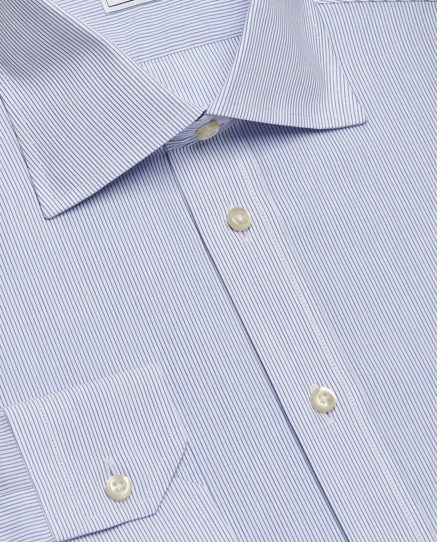 Anversa Non-Iron Blue Thin-Striped Fitted Shirt