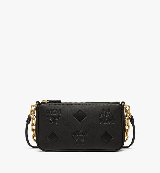 MYZFSTA01BK001-Aren Chain Crossbody in Maxi Monogram Leather|BLACK