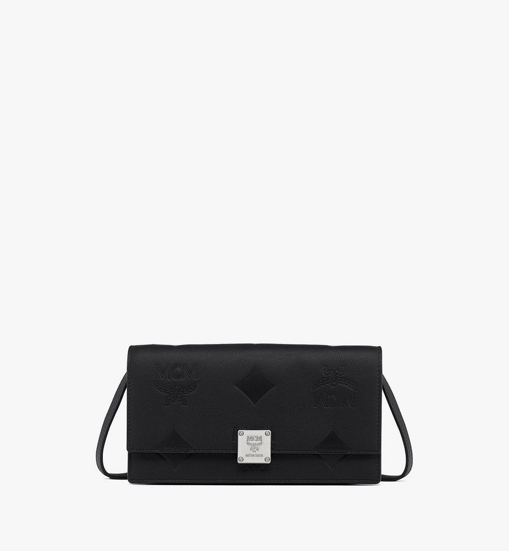 MYLGSTA01BK001-Aren Chain Wallet in Embossed Monogram Leather|BLACK