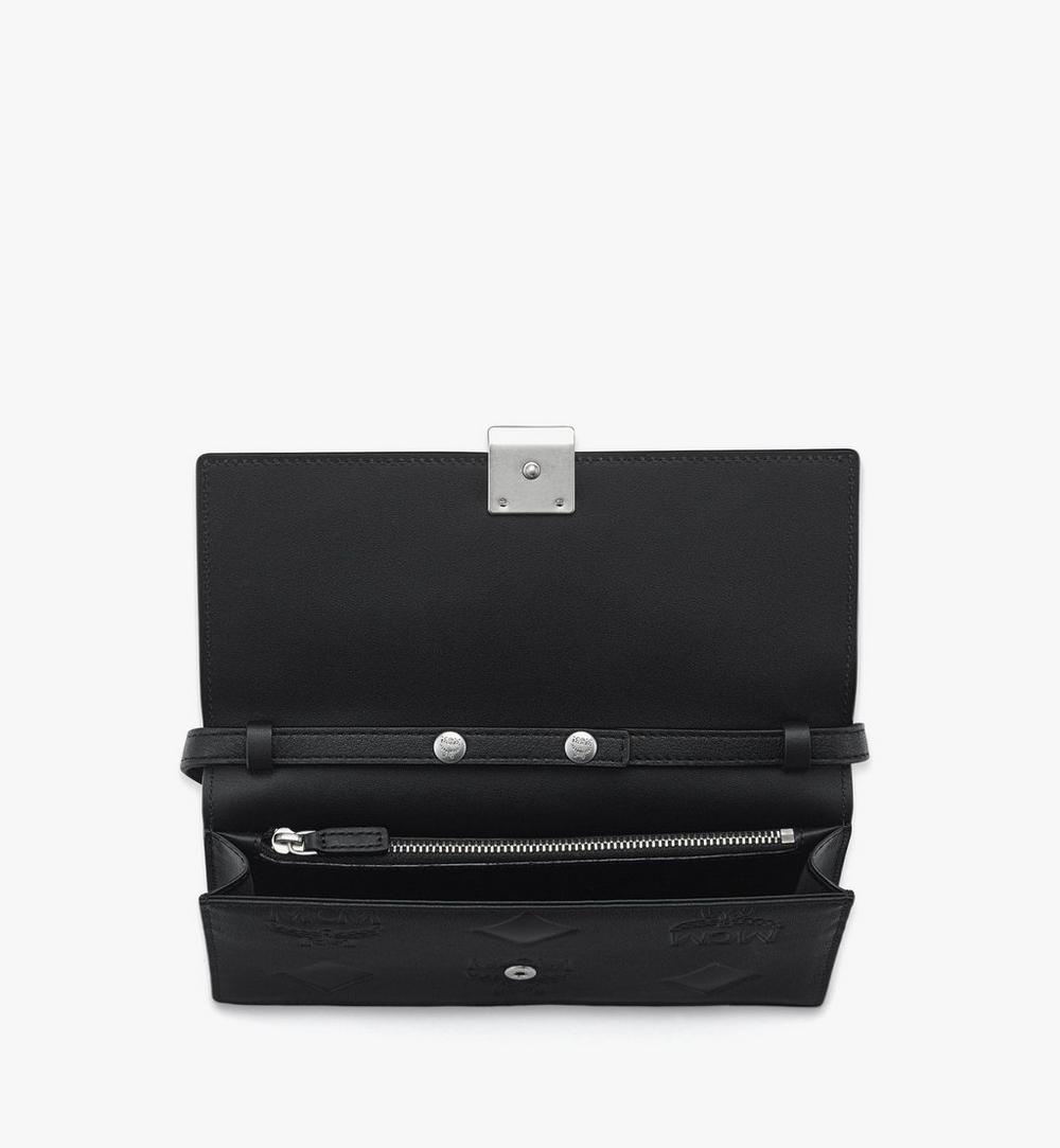 MYLGSTA02BK001-Aren Chain Wallet in Embossed Monogram Leather|BLACK
