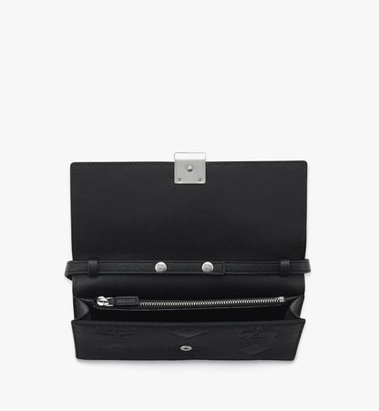 MYLGSTA02BK001-Aren Chain Wallet in Embossed Monogram Leather|BLACK