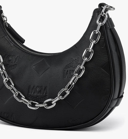 MWHGSTA03BK001-Aren Crescent Hobo Bag in Maxi Monogram Leather|BLACK