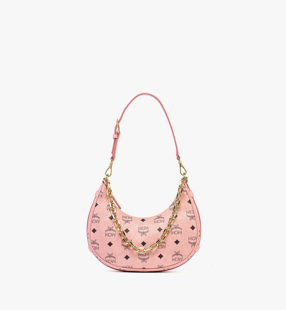 MWHFATA02PZ001-Aren Crescent Hobo Bag in Visetos|SOFT PINK