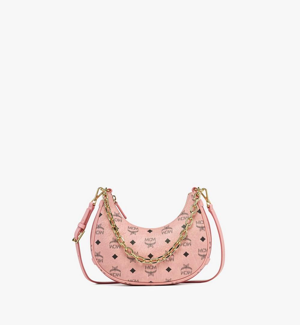 MWHFATA02PZ001-Aren Crescent Hobo Bag in Visetos|SOFT PINK