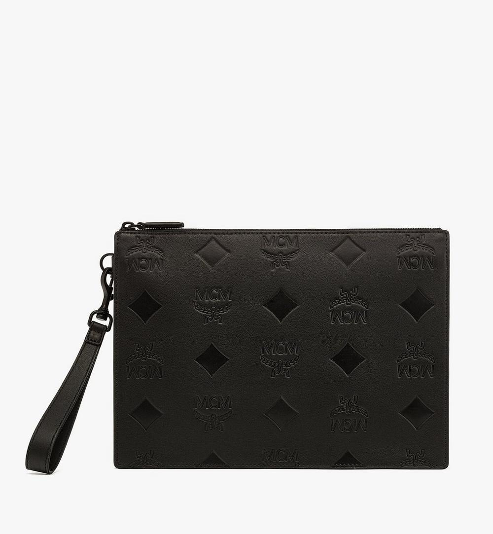 MYZFATA02BK001-Aren Crossbody Pouch in Monogram Leather|BLACK