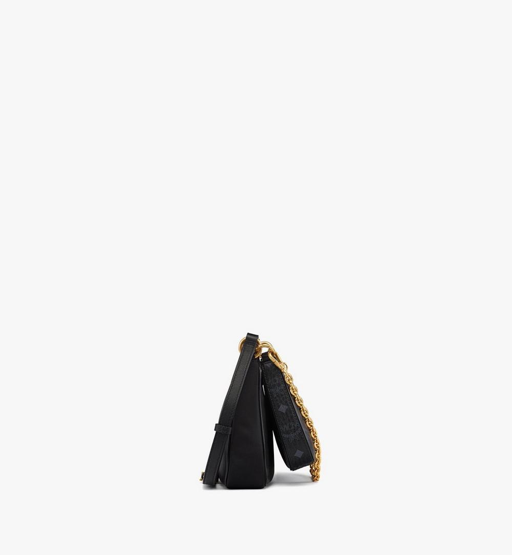 MWHFSTA10BK001-Aren Duo Hobo in Recycled Nylon and Visetos|BLACK