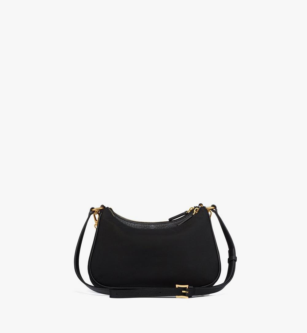 MWHFSTA10BK001-Aren Duo Hobo in Recycled Nylon and Visetos|BLACK