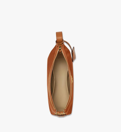 MWHFSTA09CO001-Aren Hobo in Recycled Nylon and Monogram Print Leather|COGNAC
