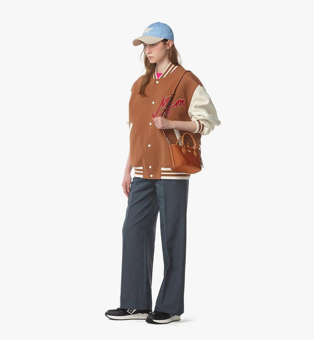 MWPFSTA04CO001-Aren Shopper in Recycled Nylon and Monogram Print Leather|COGNAC