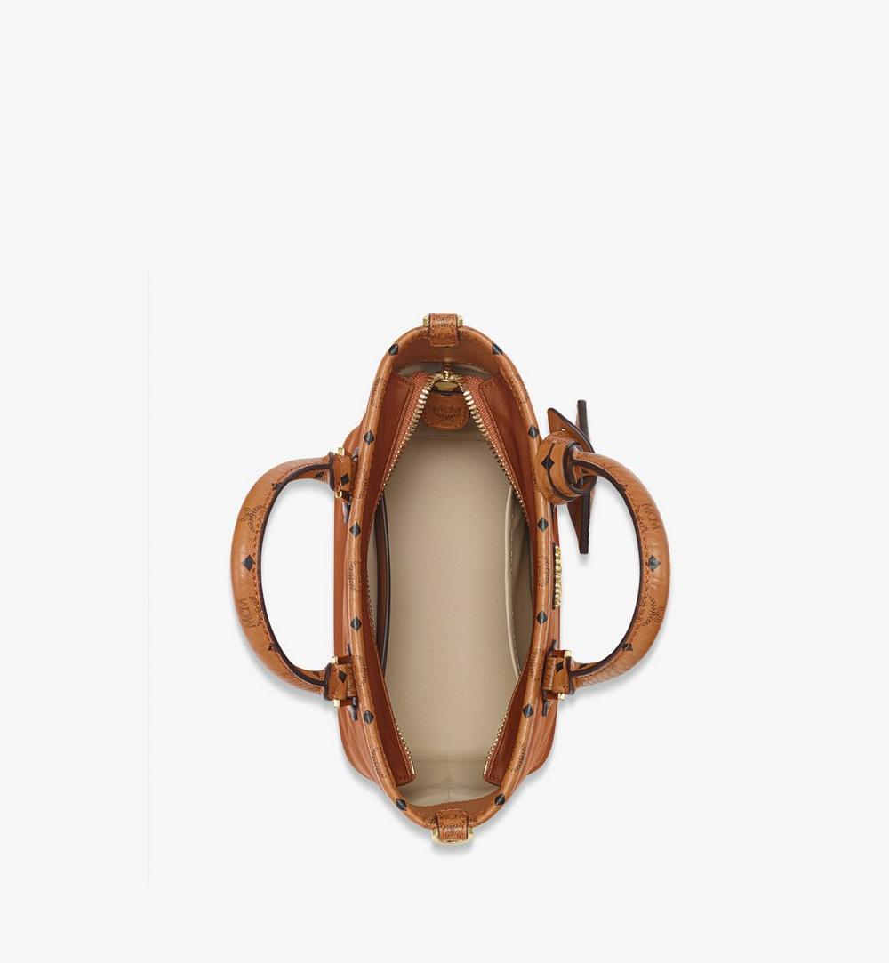 MWPFSTA04CO001-Aren Shopper in Recycled Nylon and Monogram Print Leather|COGNAC