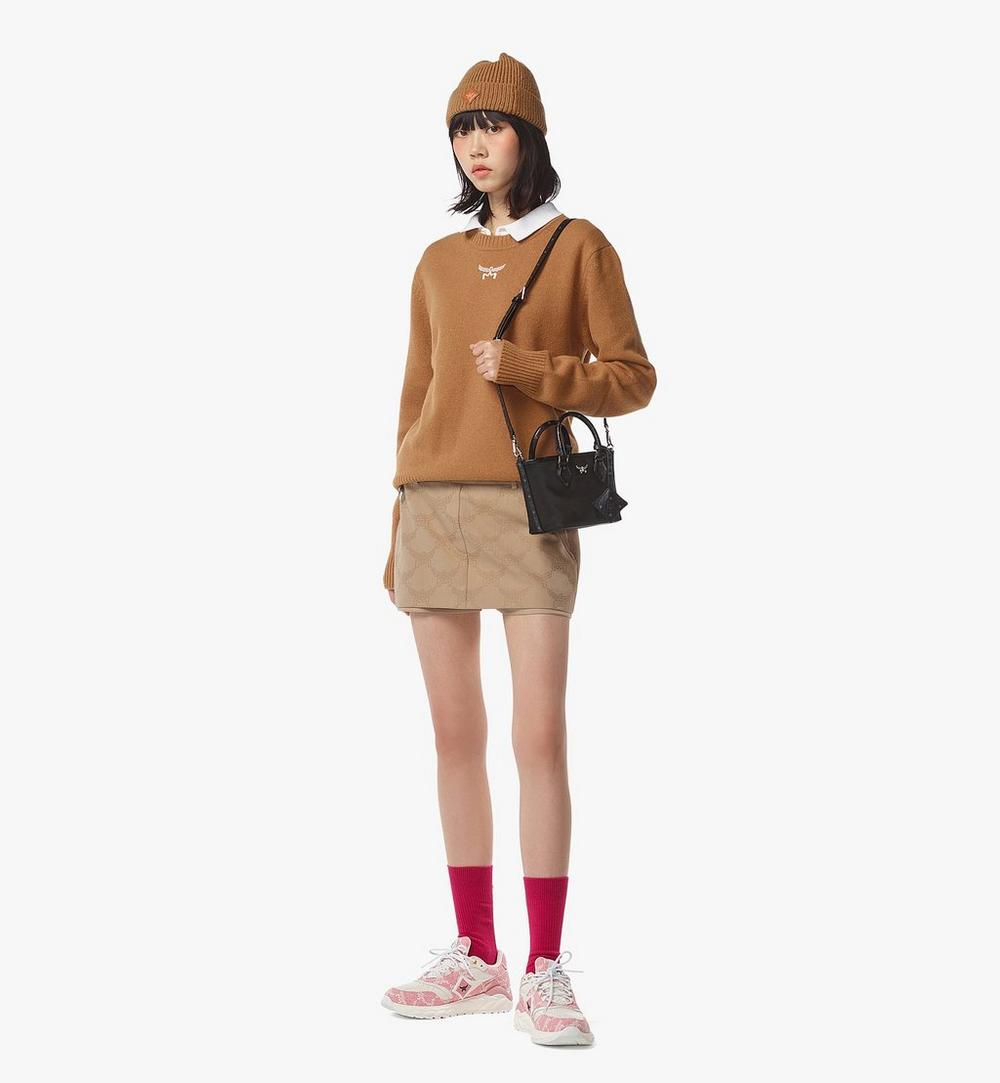 MWPFSTA04BK001-Aren Shopper in Recycled Nylon and Monogram Print Leather|BLACK
