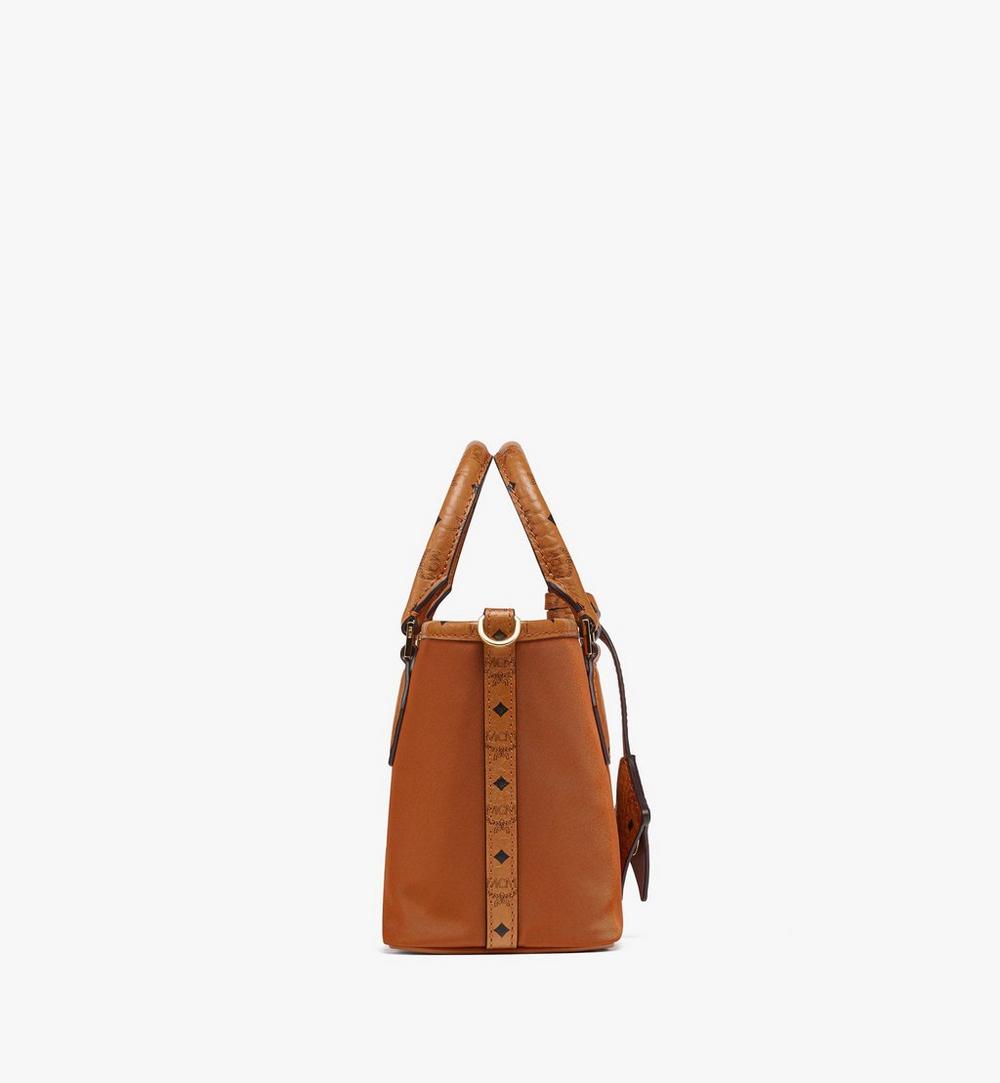 MWPFSTA04CO001-Aren Shopper in Recycled Nylon and Monogram Print Leather|COGNAC