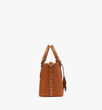 MWPFSTA04CO001-Aren Shopper in Recycled Nylon and Monogram Print Leather|COGNAC