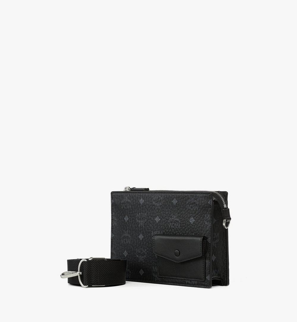 MMRGSTA05BK001-Aren Standing Crossbody Pouch in Visetos|BLACK